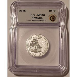 Rwanda 2025 Silver 10 Francs HMS Victory MS70 ICG